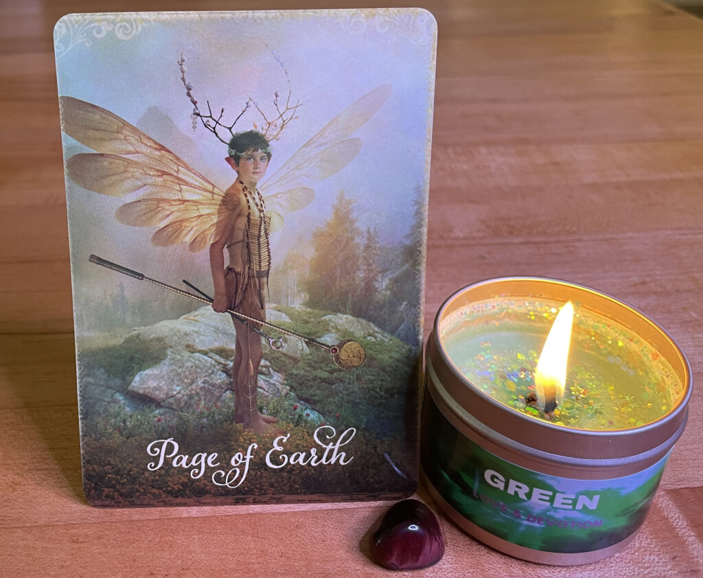 Page of Earth, 4th chakra, green energy, tiger's eye